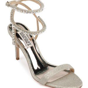 BADGLEY MISCHKA - Claudette Crystal Embellished Sandal In Platino Glitter